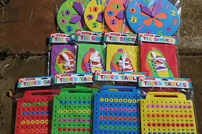 Soft Foam Learning Toys - Times Tables - Shoe Laces - Tell The Time • £2.95