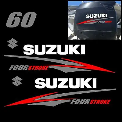 Suzuki  60 Hp FourStroke Outboard Decal Kit Replacement Decals REMIX • $41.99