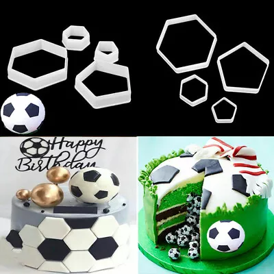 4Pc Football Cookie Cutter Mould Sugar Icing Cake Fondant Mold Sugarcraft Topper • £3.49