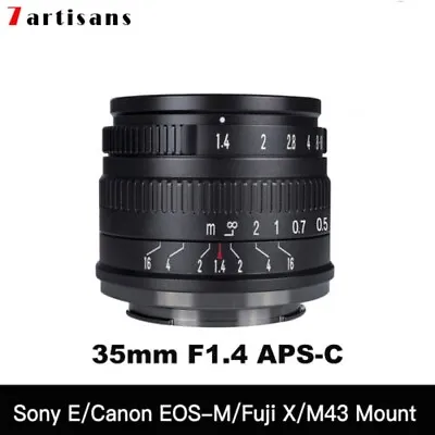7artisans 35mm F1.4 II APS-C MF Camera Lens F Canon Sony Fujifilm Fuji Nikon M43 • £59.88