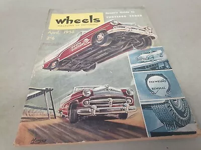 Apr 1955 WHEELS Mag Riley PATHFINDER  VANGUARD Diesel NEW CARS GUIDE FJ Etc  • $9.75