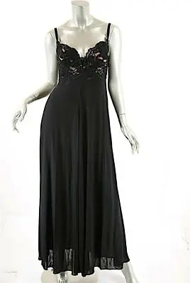 VICKY TIEL Couture Vintage Black Rayon Nylon Lace Wired Bustier Long Gown Sz US8 • $225