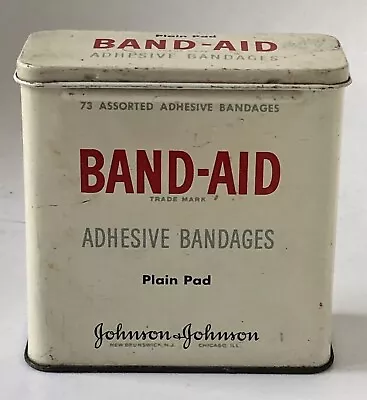 Vintage Band Aid Tin Metal Box Adhesive Bandages Plain Pad Johnson & Johnson USA • $24.99