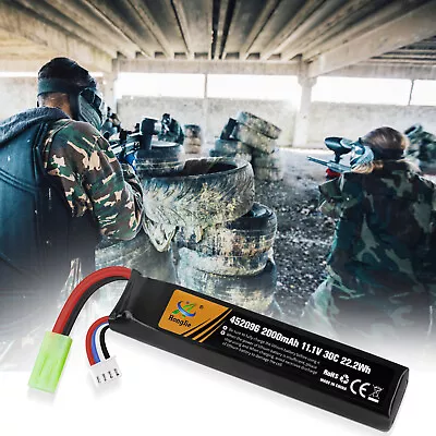 11.1V 2000mAh Airsoft Battery 30C Hobby LiPo Battery Mini Tamiya Connector UK • £13.99