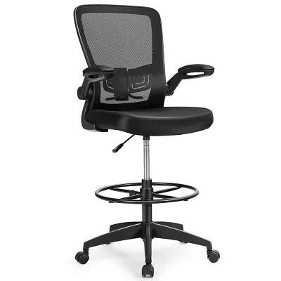 High Back Mesh Drafting Chair Tall Office Chair Rolling Ergonomic Desk Chair • £89.95