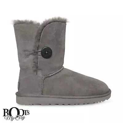 Ugg Bailey Button Ii Grey Suede Sheepskin Women's Classic Boots Size Us 7 New • $101.49