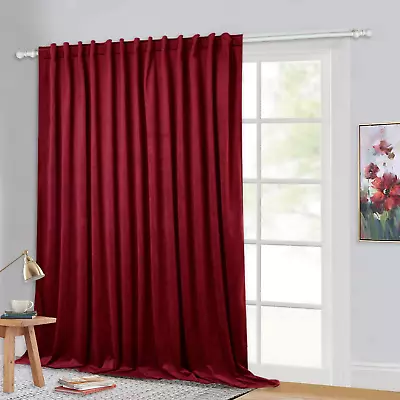 Velvet Curtains Extra Wide - Room Darkening Privacy Theater W100″X L84″ Red • $82.99