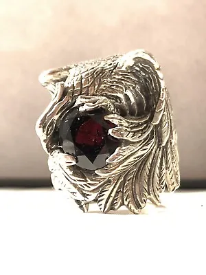 $129 • Buy 925 Sterling Silver Red Garnet Spectacular Phoenix Ring Sz 7.25