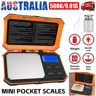 Mini Pocket Digital Scales 0.01-500g Balance Gram Jewellery Precision Weight • $23.85