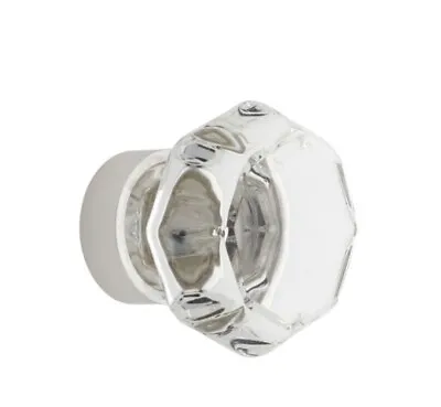 Restoration Hardware Clear 1  Octagon Glass Knob - Polished Nickel Base • $7