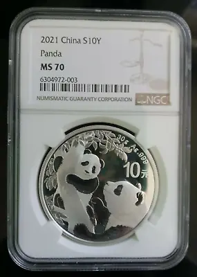 2021 China Panda 30g Silver Coin NGC MS70 • $68