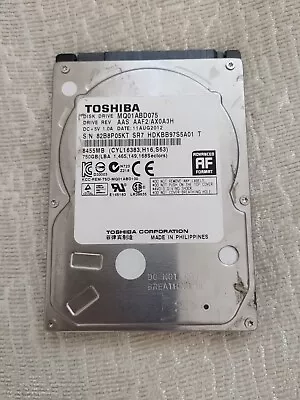 Toshiba MQ01ABD075 750GB 2.5  Laptop Hard Drive SATA HDD • £14.99