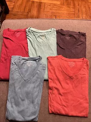 Lot Of 5 Banana Republic T Shirt Mens LARGE Fitted Vee V Neck Cotton Blend • $27.99