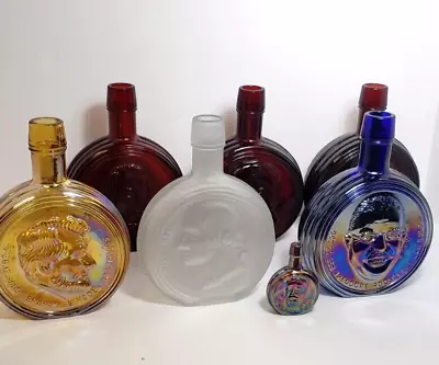 Vintage Lot Of 7 Glass Wheaton Bottles US Presidents Patriotic Americana 1970s • $29