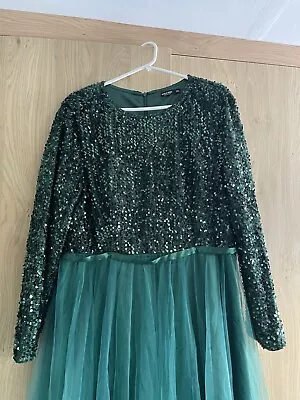 SHEIN Curve 2xl Maxi Dress Prom Dress Emerald Dark Green Sequin  • £8