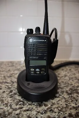 Motorola HT1250-LS  Portable UHF Two Way Radio: Model #AAH25RDH9DP7AN (Black) • $114.95