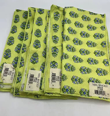 Vera Bradley Citrus Lime Green Blue Floral Napkins Org Tag Lot Of 5 • $39.95