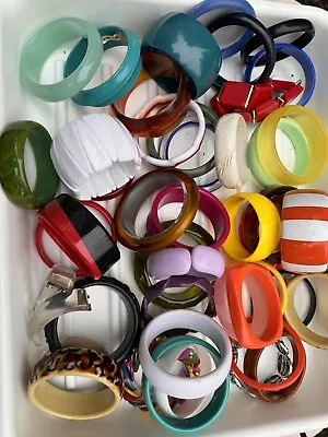 Huge Lot 45 Plastic Lucite? Celluloid Vintage Bangle Bracelets • $149.99