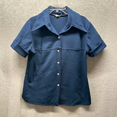 Vintage Disco Shirt Adult Extra Large XL 38 Blue Leisure 70s 60s Polyester Mens • $38.75