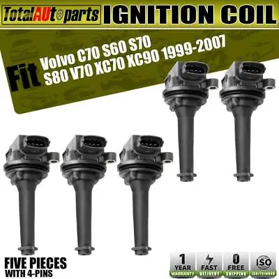 New 5pcs Ignition Coil Pack For Volvo C70 1999-2005 S60 S70 S80 V70 XC70 XC90 • $55.99