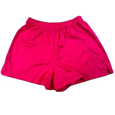 Vintage Lands End Womens Spandex Running Shorts Hot Neon Pink Barbiecore • $16.90