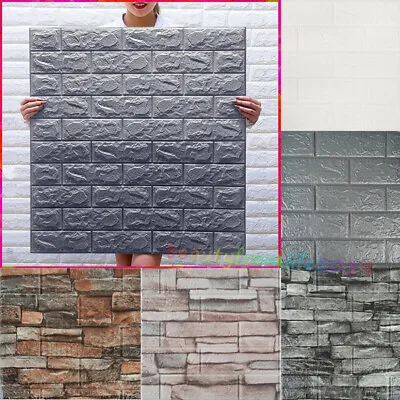 50PCS 3D Tile Brick Wall Sticker Wallpaper Self-adhesive Waterproof*Foam-Panels. • £13.37