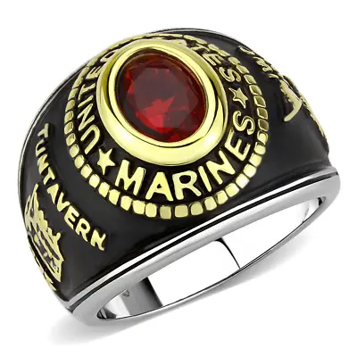 US Marines Stainless Steel Gold Black Red USMC United States USA RING US Seller • $19.95