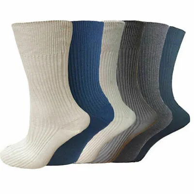 Mens 100% Cotton Soft Diabetic Non Elastic Socks Gentle Grip Comfort UK 6-11 • £4.49