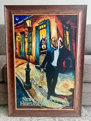 2001 Louis Armstrong Framed C-Marque Rare New Orleans Jazz Fest Poster. #31/300 • $4350