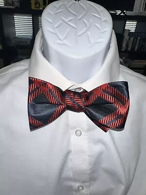 Ellis Tie Company Self Tie Bow Tie Navy Red Polyester • $2.50