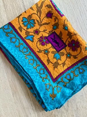 Authentic Ysl Yves Saint Laurent Paris 100% Silk Scarf Luxury Gift Designer • £49