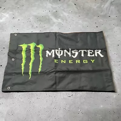 Monster Energy Drink Flag Banner Black Green Two Sided 37 X23  Man Cave UFC NEW • $19.99