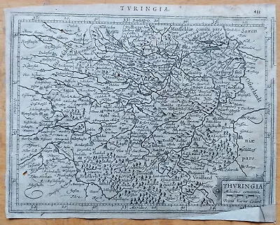 Thüringen Turingia Germany - Original Map Mercator - 1651 • $25