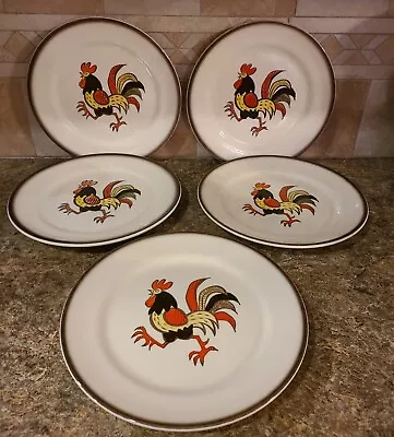 Metlox Poppytrail Red Rooster Dinner Plates Set Of 5 Vintage 10  • $49.95