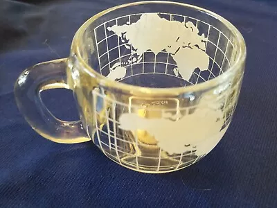 Vintage 1970's Nestle Nescafe Clear Etched Glass Globe World Cup Mug • $6.29