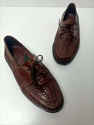 Vintage Barratts Shoes UK 7 Men's  Brown Woven Leather • £29.99