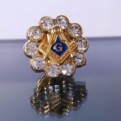 NEW Masonic Freemason Master Mason Lapel Pin - Tie Tack W/ Gem Stones • $10.89