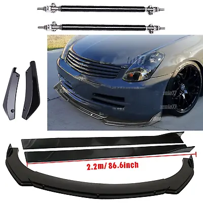 Front Bumper Lip Spoiler + Side Skirts + Rear Lip + Strut Rods For Infiniti G35 • $129.99