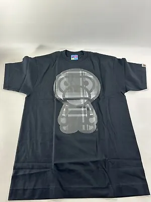 NEW RARE HTF BAPE Black T Shirt Mens Sz L BIG BABY MILO CHECK PLAID Streetwear • $70