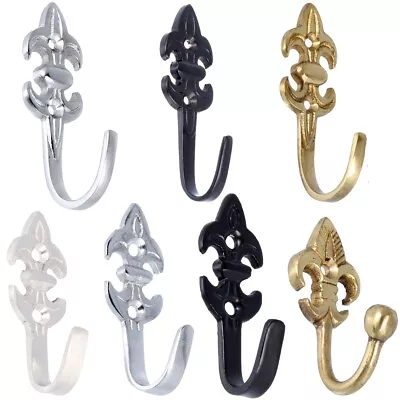 £6.43 • Buy FLEUR DE LYS CURTAIN HOOK PAIRS Metal Wall Tie Back Drape Holdback Holder Hanger