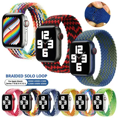 $7.66 • Buy For Apple Watch Series 8 7 6 5 4 3 2 SE Nylon Braided Solo Loop Wrist Band Strap