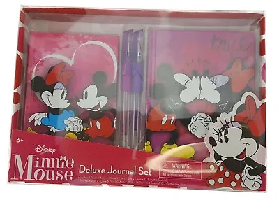 Deluxe Journal Set Mickey And Minnie Mouse 2 Glitter Pens 2 Journals Free Ship! • $9.97