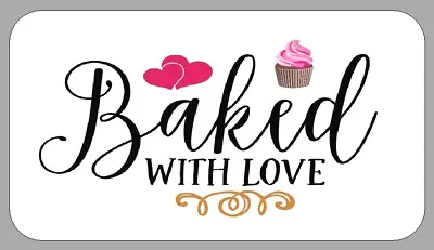 Baked With Love Mini Labels Homemade Produce Gift Stickers Cake Sellers Bakers • £2.70