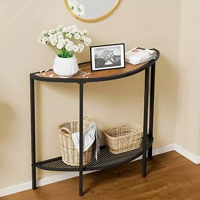 Industrial Console Table Half Moon Semicircle Hallway Sofa Display Storage Unit • £78.90