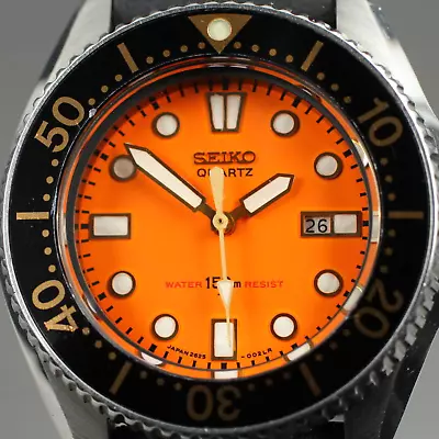 Exc+5 SEIKO QUARTZ 2625-0010 Vintage Men's Unisex Watch Diver Orange Date JAPAN • $408.99