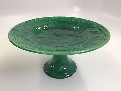 Real Antique English Majolica Maple Leaf Compote Footed Tray Stand Green #5 • $20