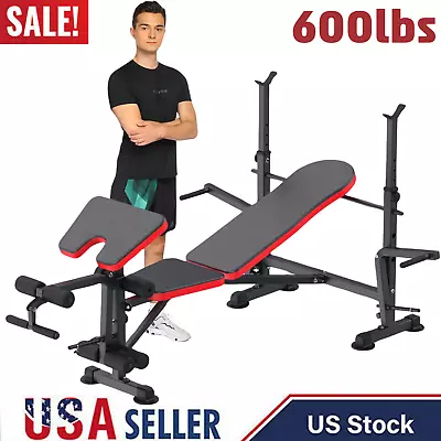 5 In 1 Adjustable Olympic Weight Bench Set With Leg Developer Preacher Home/Gym! • $99.99