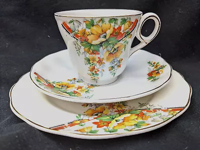 Exceptionally Pretty Vintage/Art Deco Trio With Poppies/W H Grindley 1940-50s • £4.95