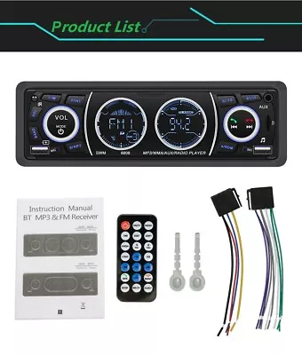 $33.99 • Buy New Universal Car MP3 Player Bluetooth Stereo Radio Boat Marine Receiver USB SD 