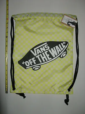 Vans Benched Drawstring Cinch Gym Sport Backpack Bag Lemon Tonic Checkerboard • $15.16